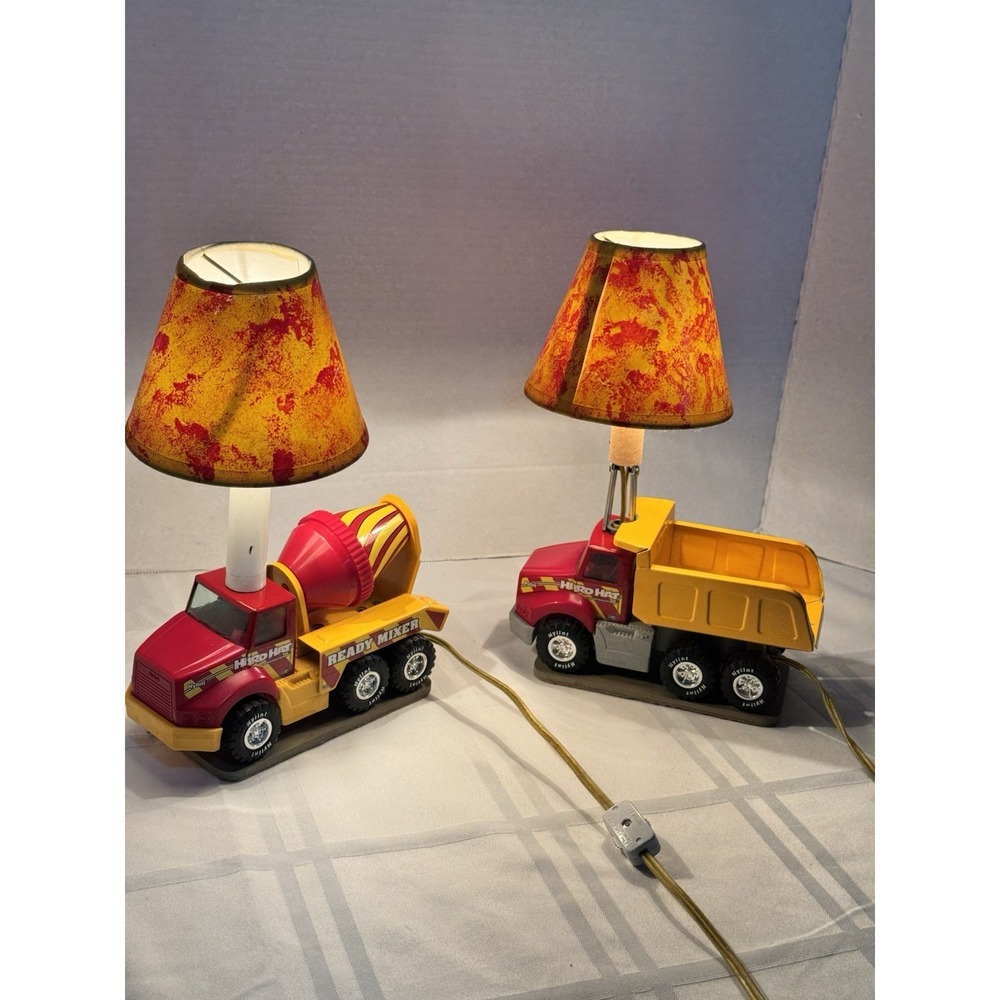 Very Rare Vintage Lot Of 2 HardHat Lamps contractors trucks 1989
